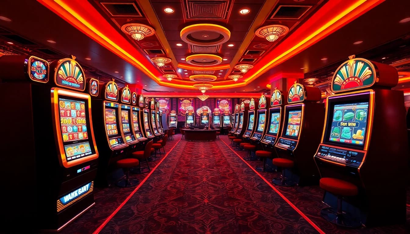 Experience the thrill of online casino bonuses with a vibrant assortment of slot machines inviting players to win big.