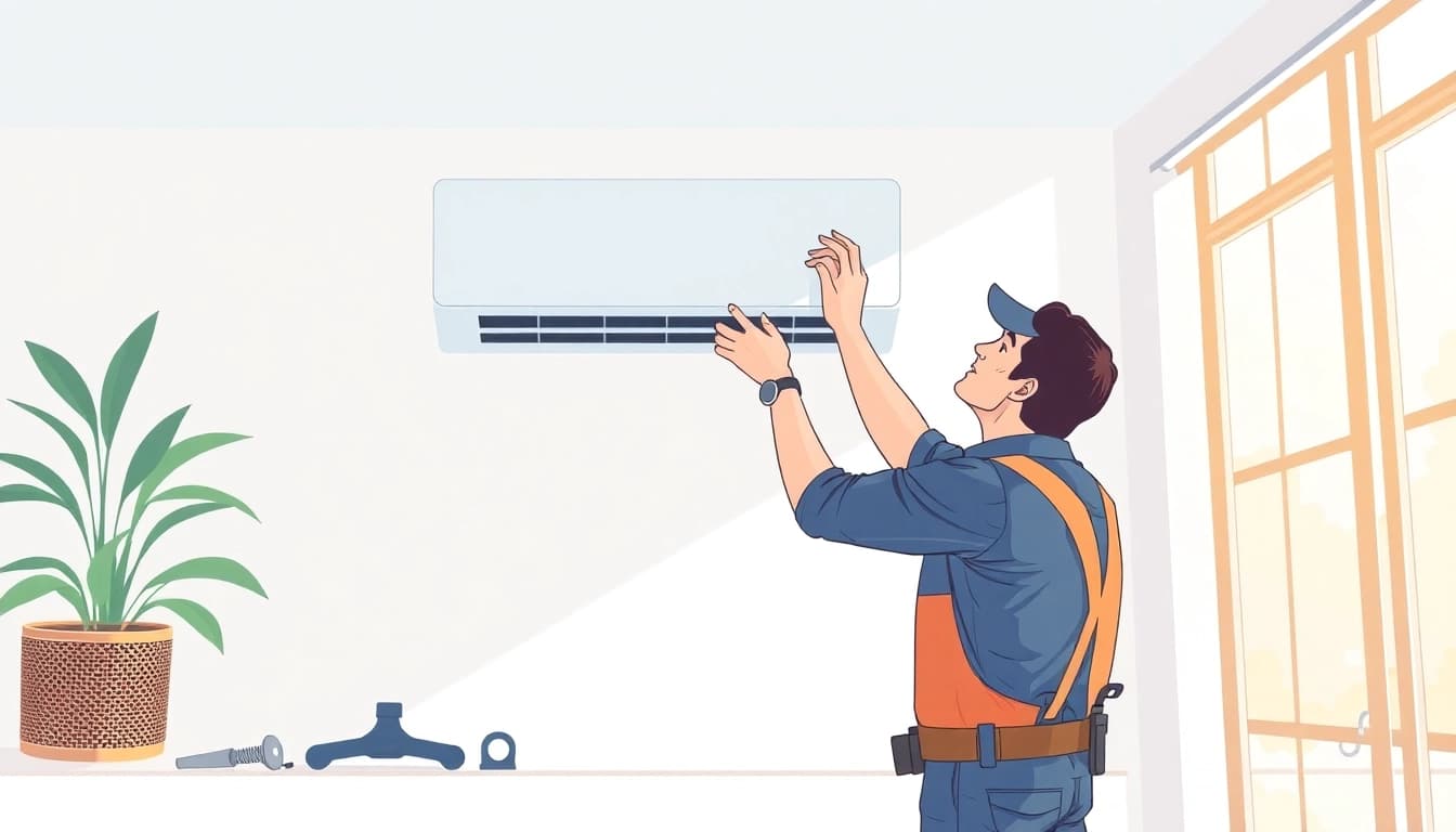 Klimaanlagen installieren lassen by a certified technician with modern tools, ensuring quality installation.