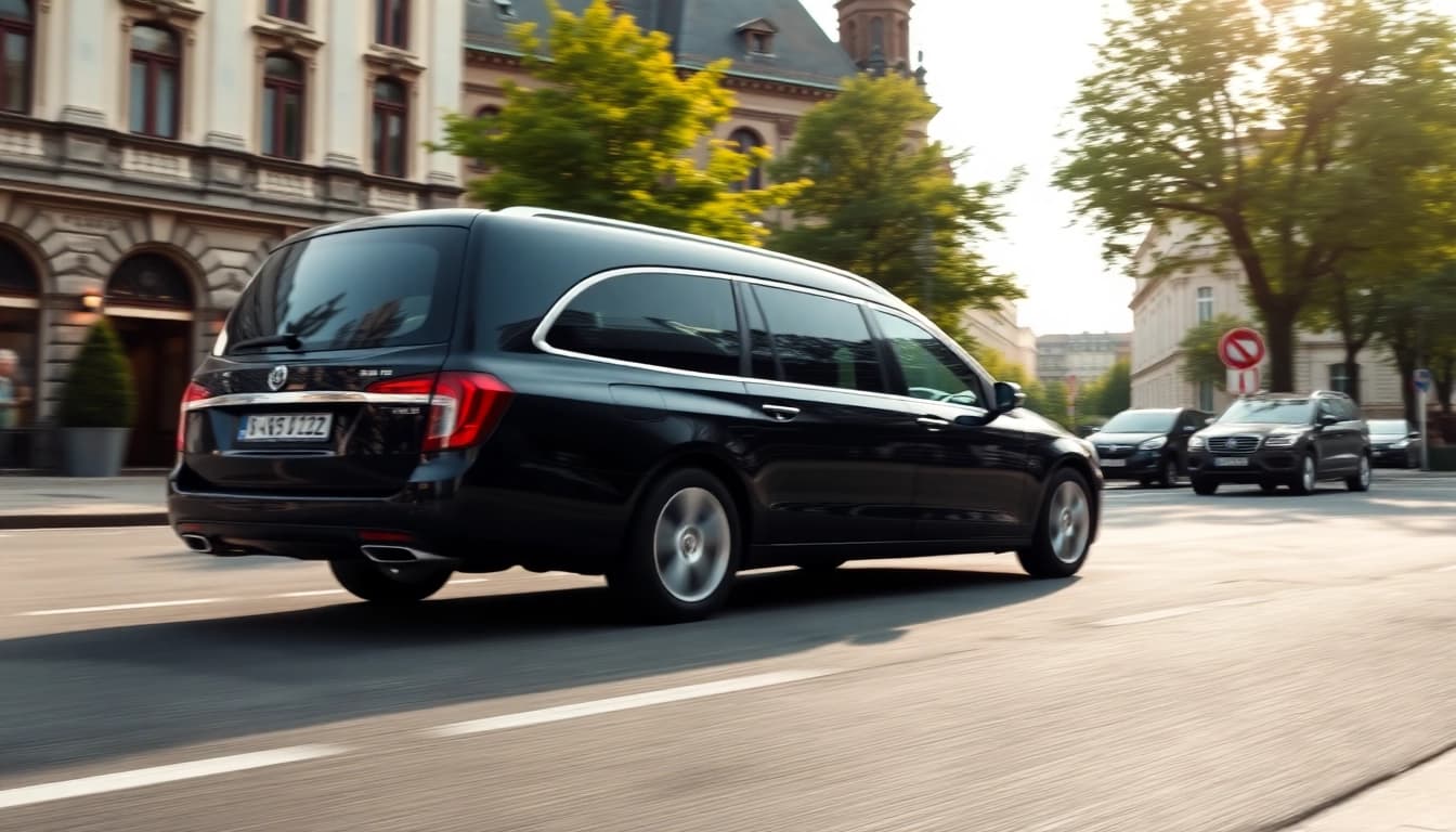 Prevoz pokojnika iz Frankfurta uz elegantan automobil u prirodi.