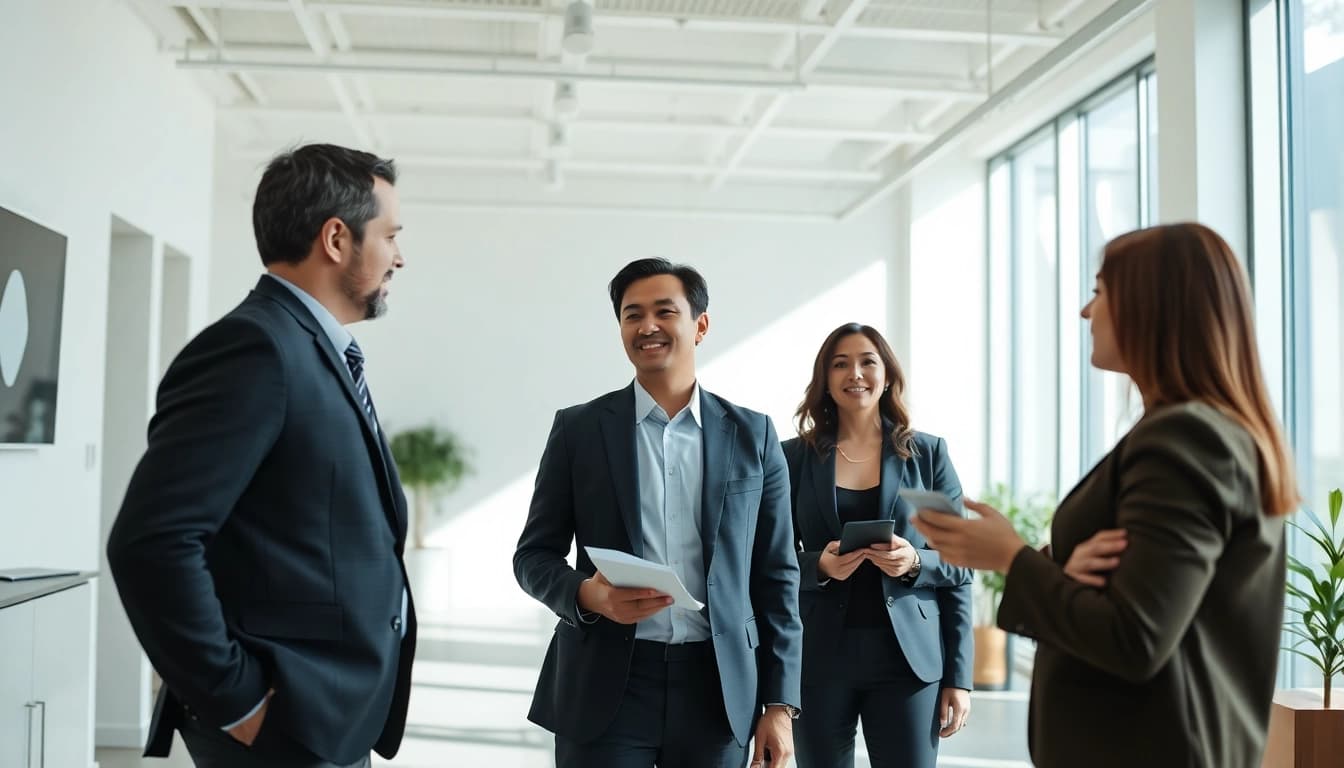 Interacting headhunter Schweiz zeigt Professionalität und Engagement in einem modernen Büro.