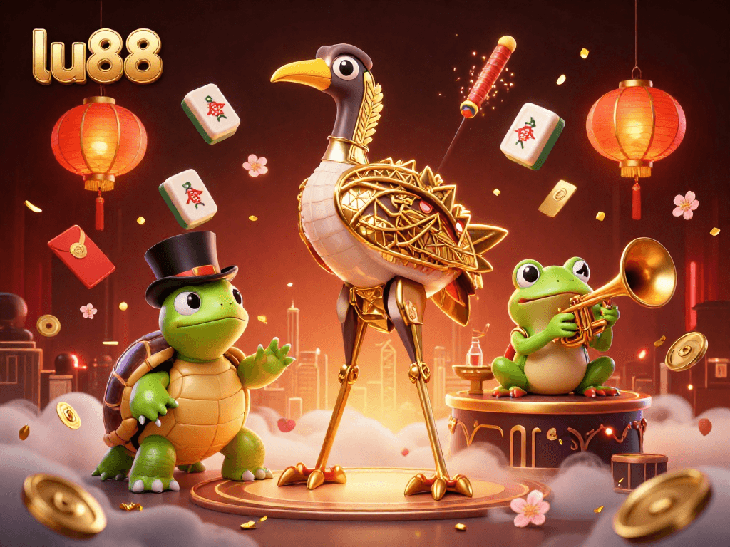 lu88 brings excitement as a trumpeting frog plays amidst a lively speakeasy scene