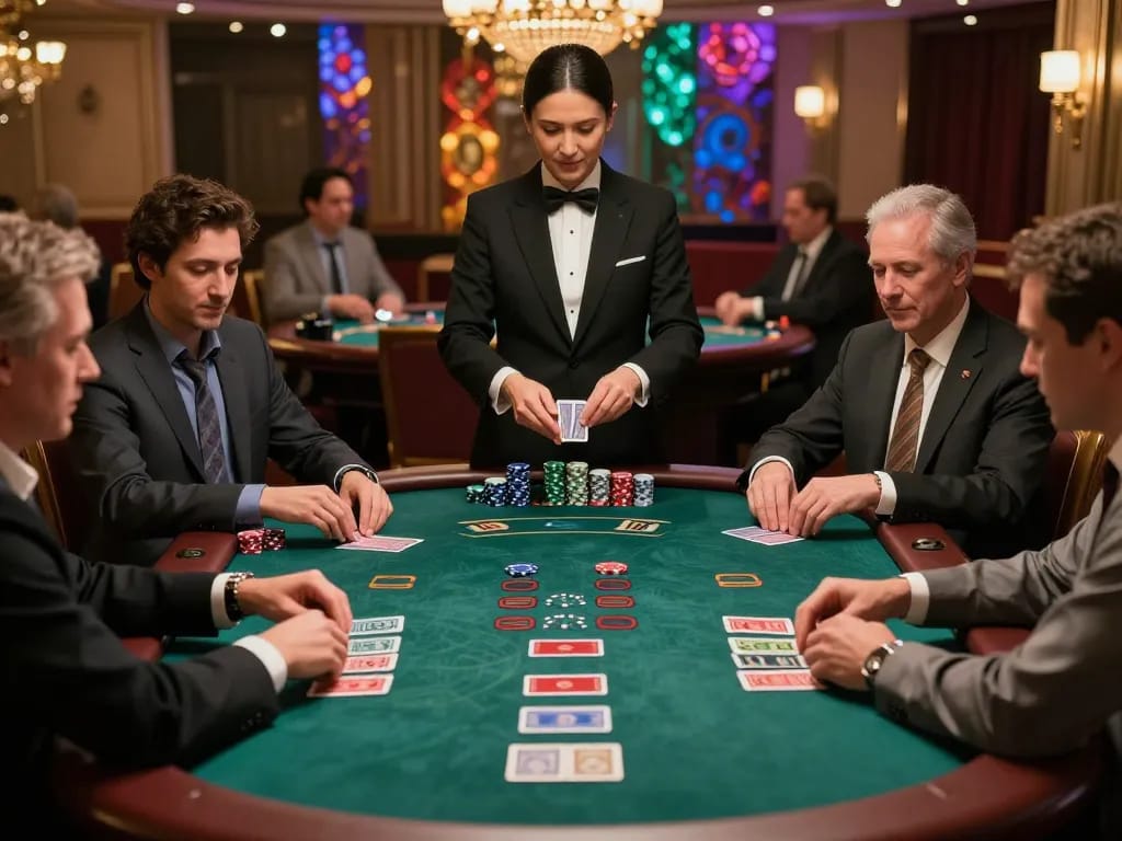 Players at manclub blackjack table enjoying strategic gameplay with vibrant atmosphere
