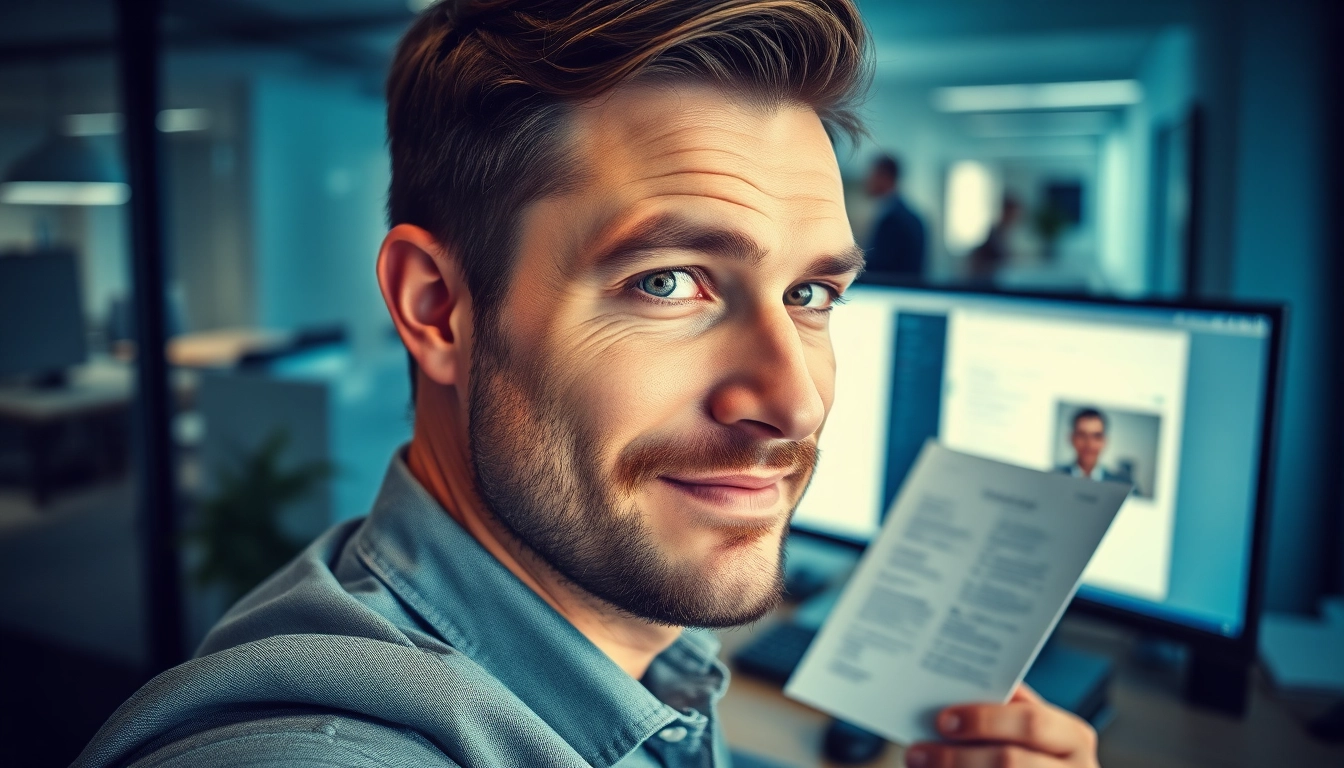 Headhunter Leverkusen bei der Arbeit, der Lebensläufe analysiert und Notizen macht.