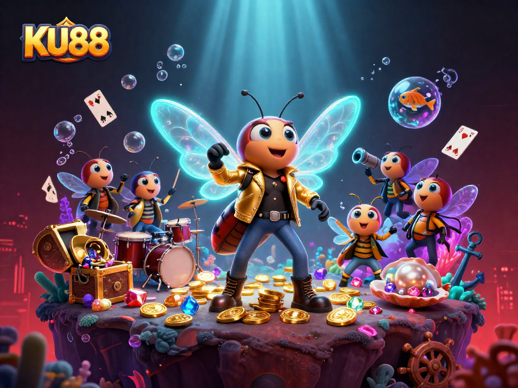 Experience thrilling gameplay at KU88 with a vibrant 3D casino scene featuring exciting game elements.