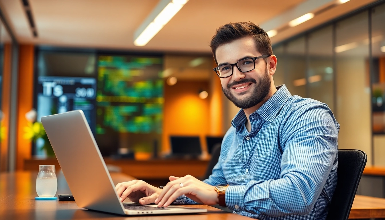 Professioneller Headhunter IT arbeitet konzentriert an seinem Laptop in einem modernen Büro.