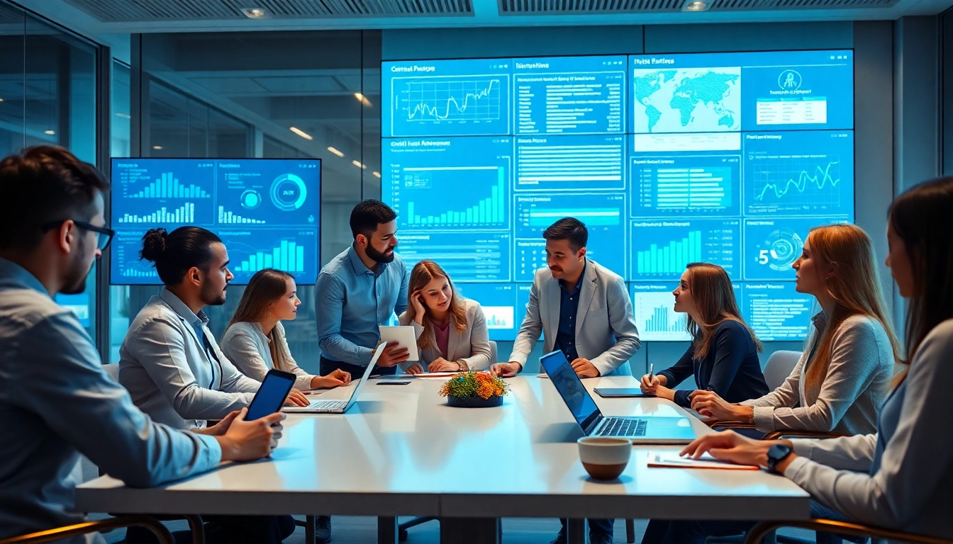 IT Dienstleister Teamwork in modern Conference Room, showcasing collaborative technology.