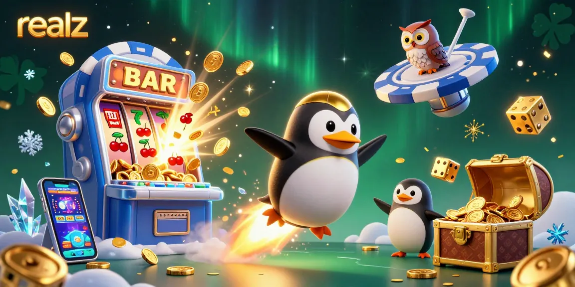 Experience realz in an exciting casino universe as a golden penguin blasts towards jackpots and treasures.