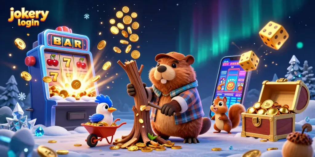 Experience the joy of winning with jokery login featuring lively characters amid a vibrant casino scene.
