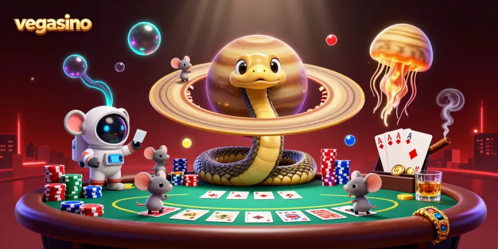 Experience thrilling bets at vegasino with a vibrant cosmic casino scene.