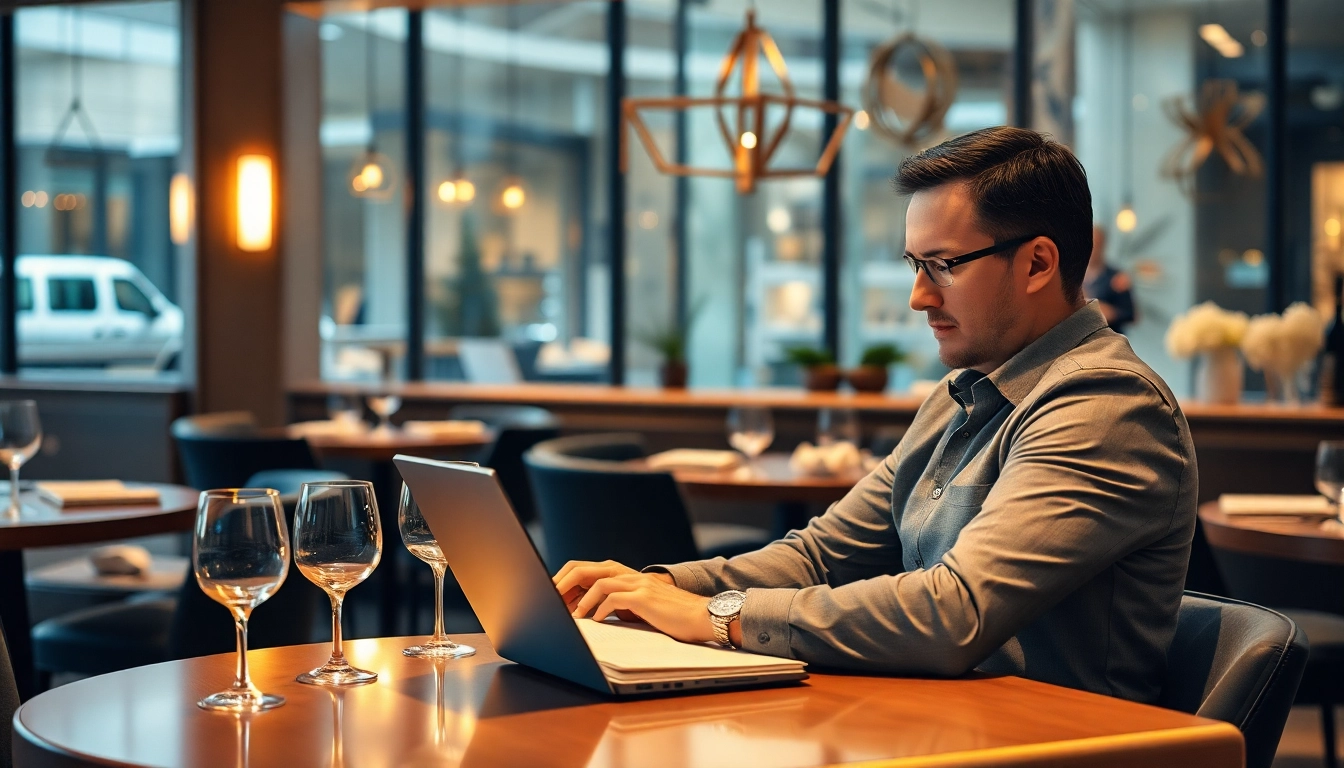Professioneller Headhunter Gastronomie überprüft Bewerbungsunterlagen in einem Restaurant.