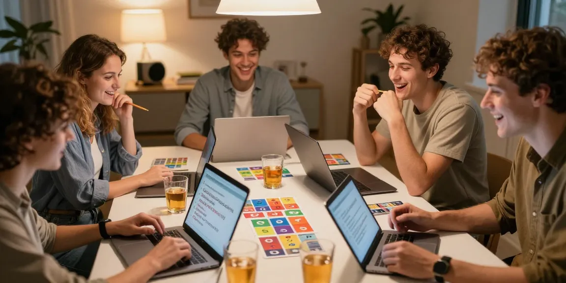 Engaging online quiz session for Quiz Allgemeinwissen with friends sharing answers and insights