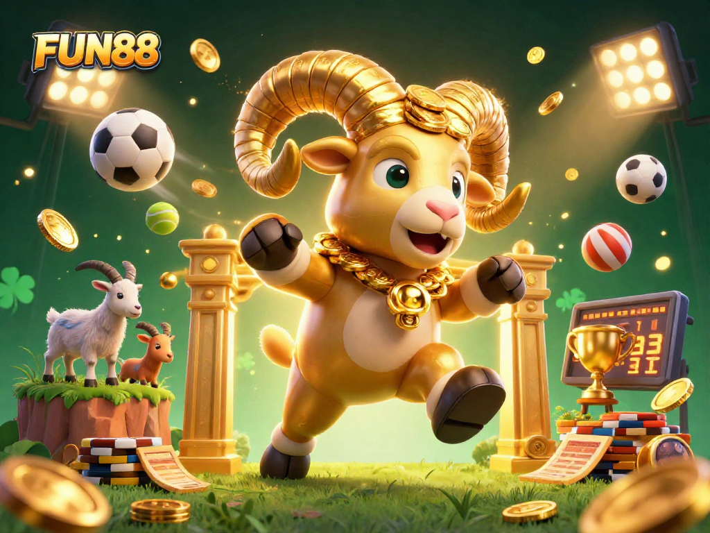 Win big at FUN88 with dynamic sports betting action surrounded by vibrant casino elements.