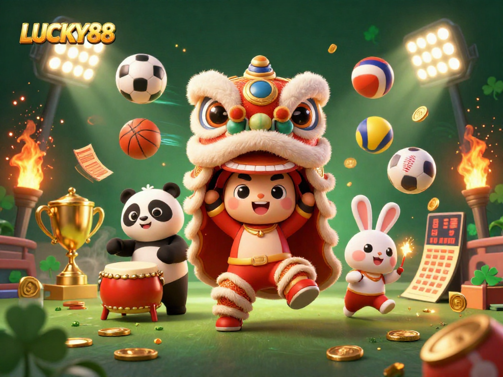 Win big with LUCKY88 in this vibrant, festive casino illustration capturing the spirit of gaming excitement.