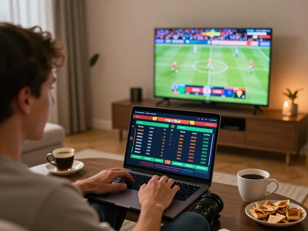 Engaging moment of placing tỷ lệ kèo nhà cái hôm nay bets during live sports coverage.