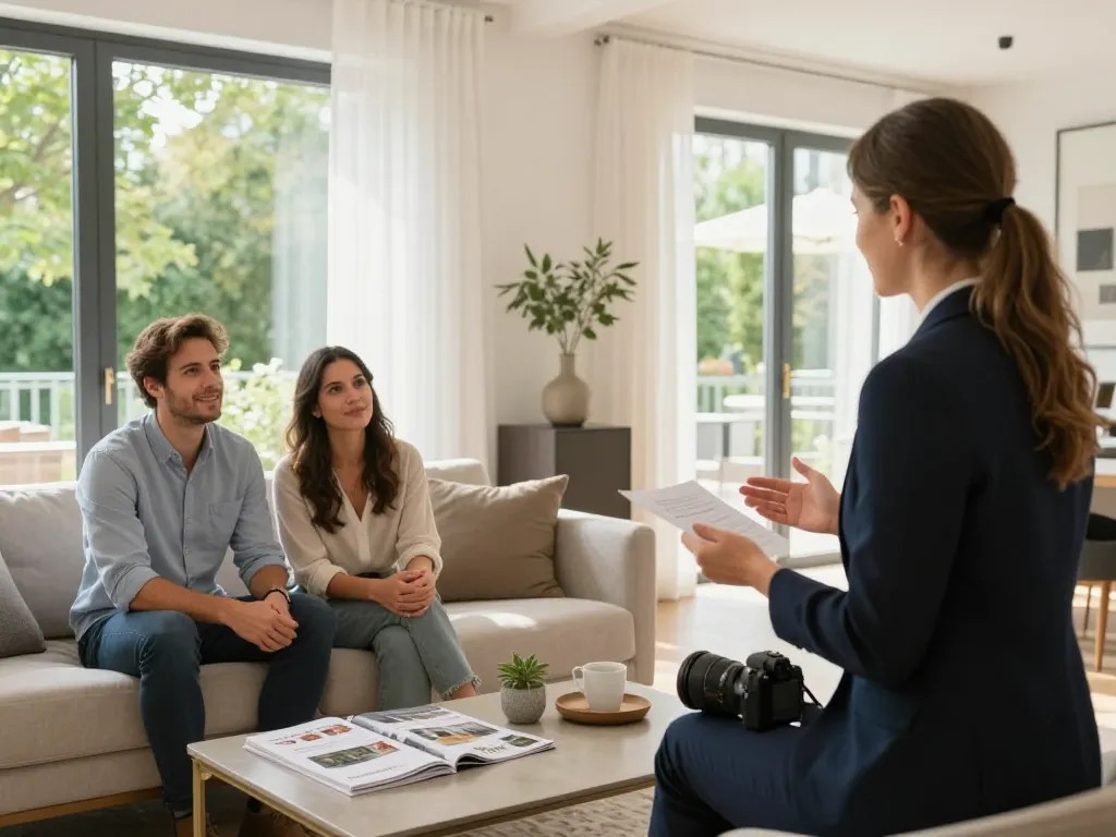 Experte Immobilienmakler Frankfurt Ginnheim berät Kunden in einer hellen Immobilie.