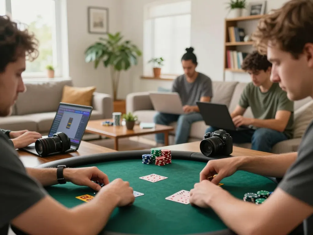 mb66-t online poker game with players focused on strategy in a cozy living room setting