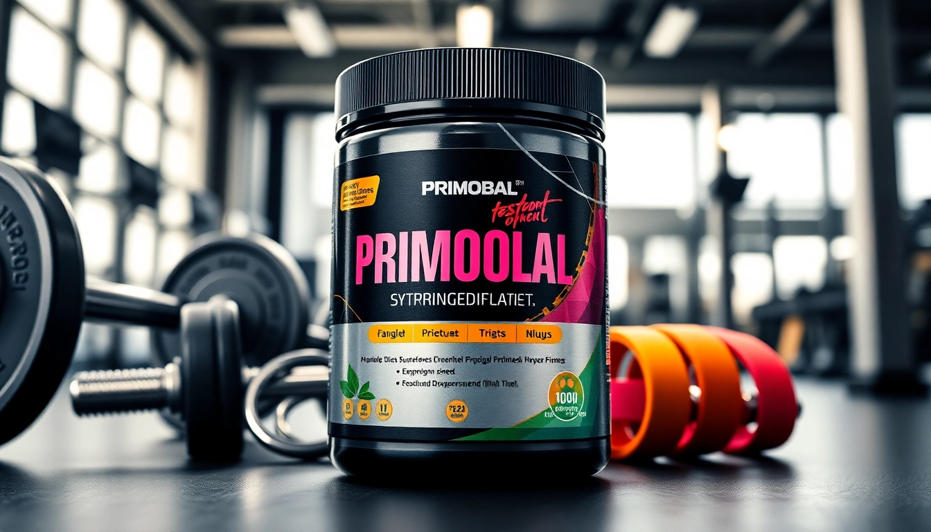 Primobal Primobolan präsentiert in einem modernen Fitnessumfeld mit ansprechendem Verpackungsdesign.