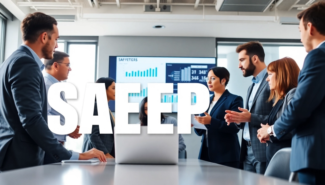 Effiziente Zusammenarbeit fuer SAP ERP in modernem Buero mit diversen Fachleuten.