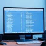 Job seekers browsing Stellenangebote on a computer in a modern workplace setting.