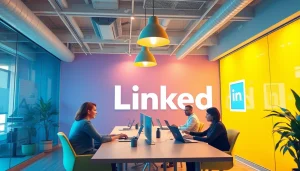 Linkedin Agentur: Kreatives Team arbeitet erfolgreich an digitalem Marketing in modernem Büro.