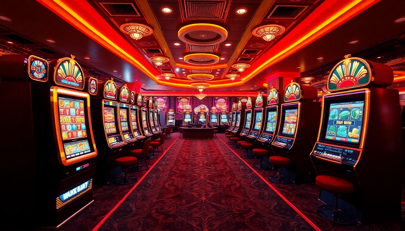 Experience the thrill of online casino bonuses with a vibrant assortment of slot machines inviting players to win big.