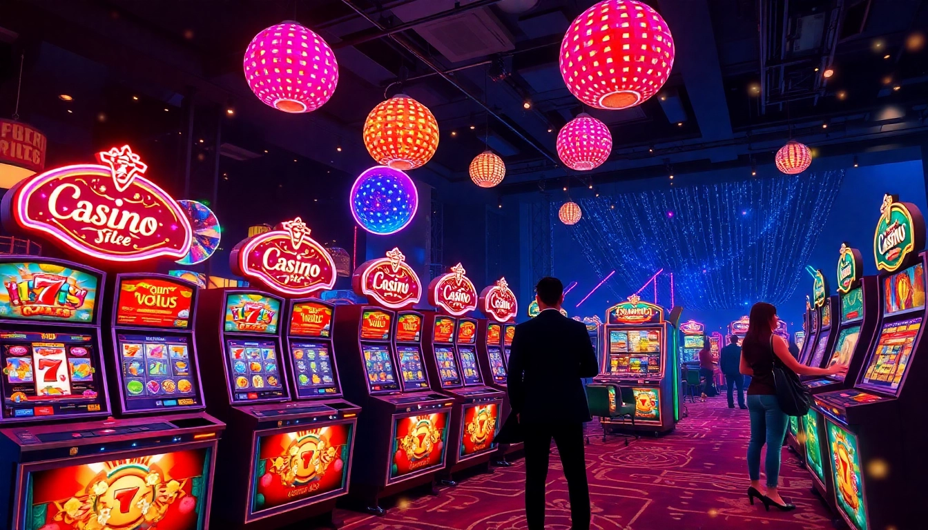 Sichere dir den besten online casino bonus mit einem verlockenden Spielautomaten und festlichen Lichtern im Hintergrund.
