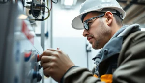 Technician conducting a DGUV V3 Prüfung on electrical devices to ensure workplace safety and compliance.