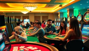 Experience thrilling gaming with top-rated options at the Best online casinos, showcasing vibrant players and dynamic tables.