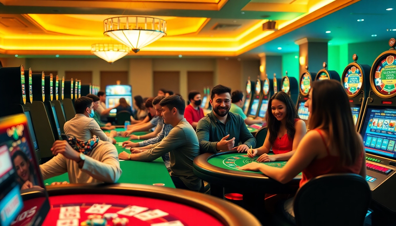 Experience thrilling gaming with top-rated options at the Best online casinos, showcasing vibrant players and dynamic tables.