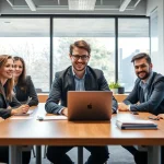 Headhunter Bielefeld arbeiten in einem modernen Büro und rekrutieren Talente.