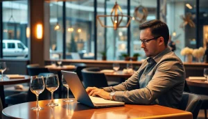 Professioneller Headhunter Gastronomie überprüft Bewerbungsunterlagen in einem Restaurant.