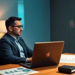 Professioneller Headhunter Finance im modernen Büro, fokussiert auf Kandidatengespräch.