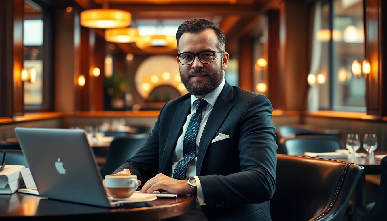 Professioneller Headhunter Gastronomie in einem eleganten Restaurant bei der Arbeit.