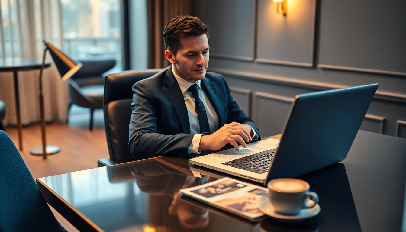 Professioneller Headhunter Gastronomie überprüft Lebensläufe in einem eleganten Büro.