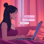 Engaging ai chat porn interaction with a lifelike chatbot avatar in a cozy setting.