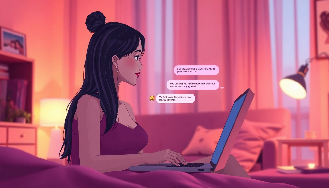 Engaging ai chat porn interaction with a lifelike chatbot avatar in a cozy setting.