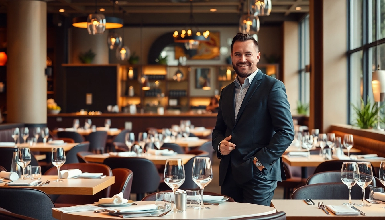 Headhunter Gastronomie im Gespräch mit einem Restaurantmanager in einem stilvollen Restaurant.