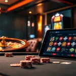 Hướng dẫn 28bet offers strategic insights into casino games with vibrant poker chips and roulette wheels.