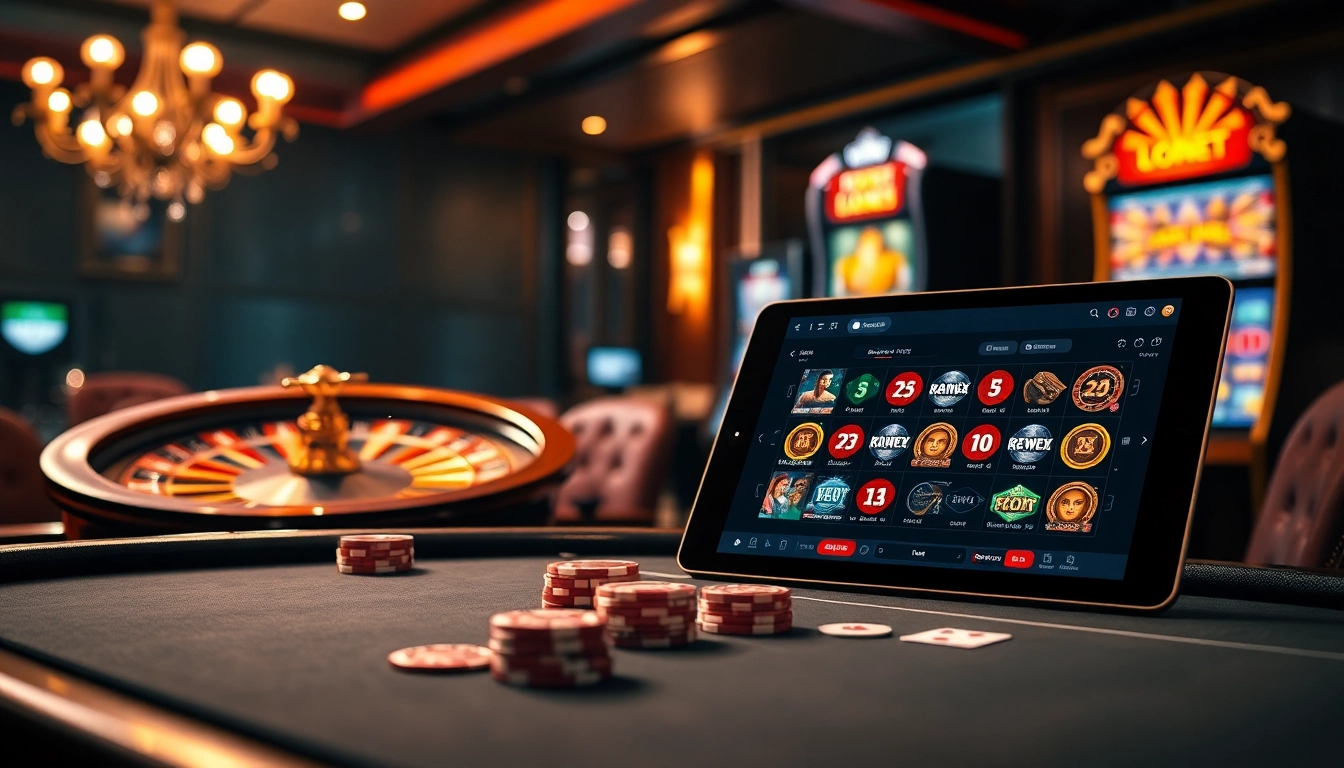 Hướng dẫn 28bet offers strategic insights into casino games with vibrant poker chips and roulette wheels.