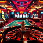 Experience the thrill of gambling at 888new.com with vibrant casino tables and roulette wheels.