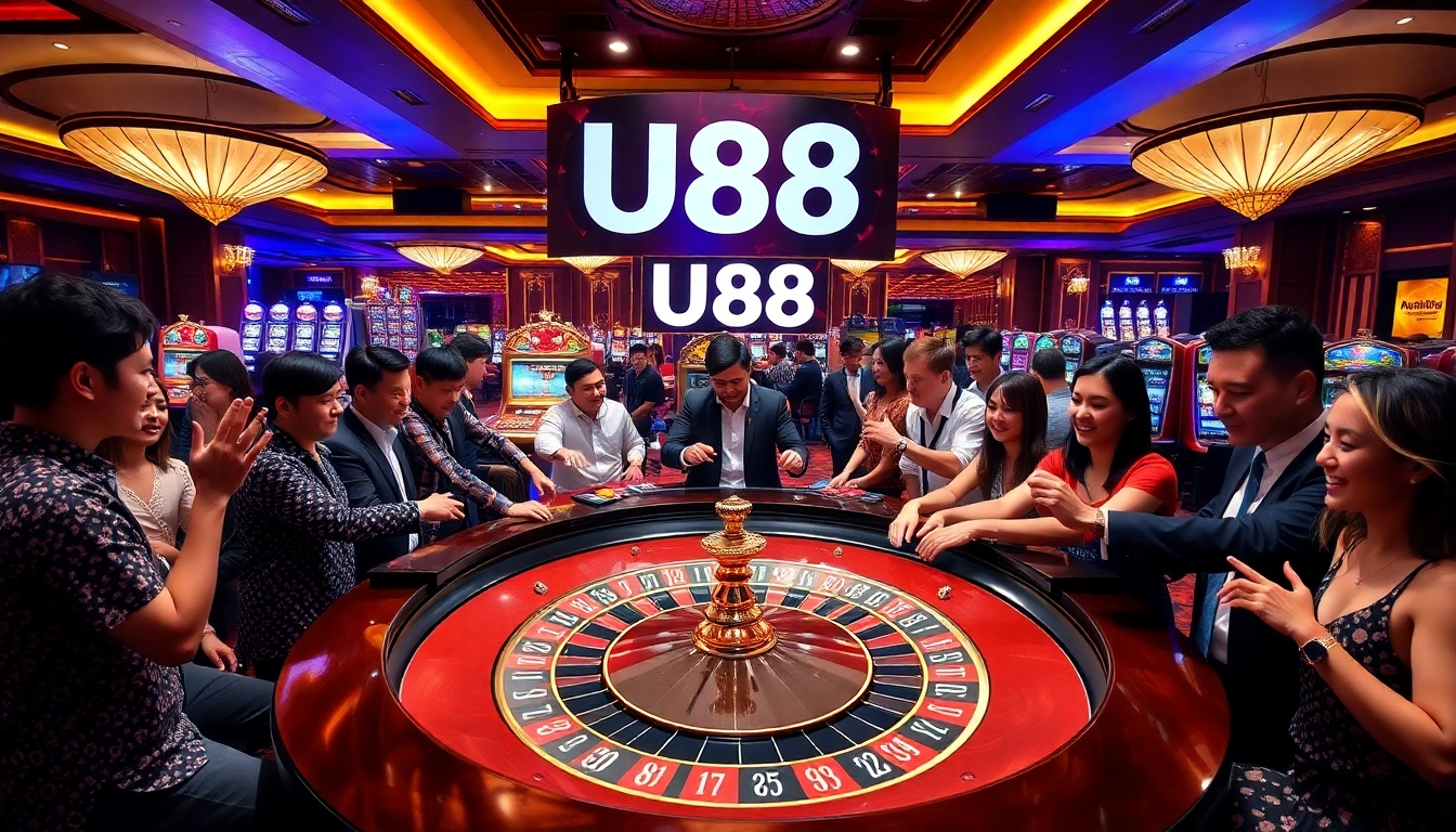 Players enjoying a thrilling game at the U88 casino, showcasing roulette and poker excitement.