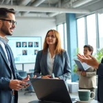 Headhunter IT berät Kunden in modernem Büro über IT-Talente