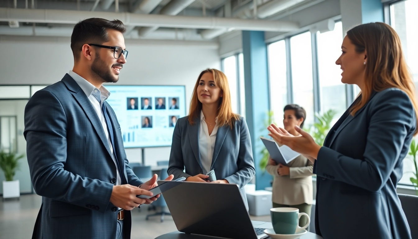 Headhunter IT berät Kunden in modernem Büro über IT-Talente