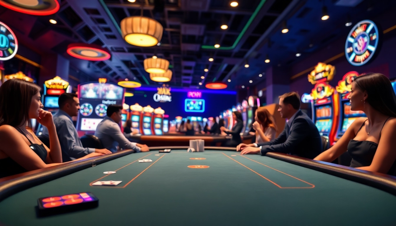 A magyar online kaszinó élményét tükröző elegáns pókerasztal játékosokkal.