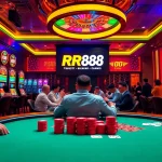 High-stakes poker at RR88 casino with vibrant gaming elements and professional atmosphere