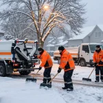 Zuverlässiger Winterdienst in Münster, der Sicherheit bei starkem Schneefall gewährleistet.
