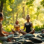 Boost emotional wellbeing by fostering mindfulness and community in tranquil, nature-inspired meditative settings.