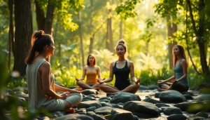 Boost emotional wellbeing by fostering mindfulness and community in tranquil, nature-inspired meditative settings.