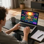 Engaging in sunny win online gaming with friends in a cozy living room