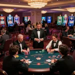 Players enjoying an intense game at GO88's luxurious casino, showcasing vibrant poker action.